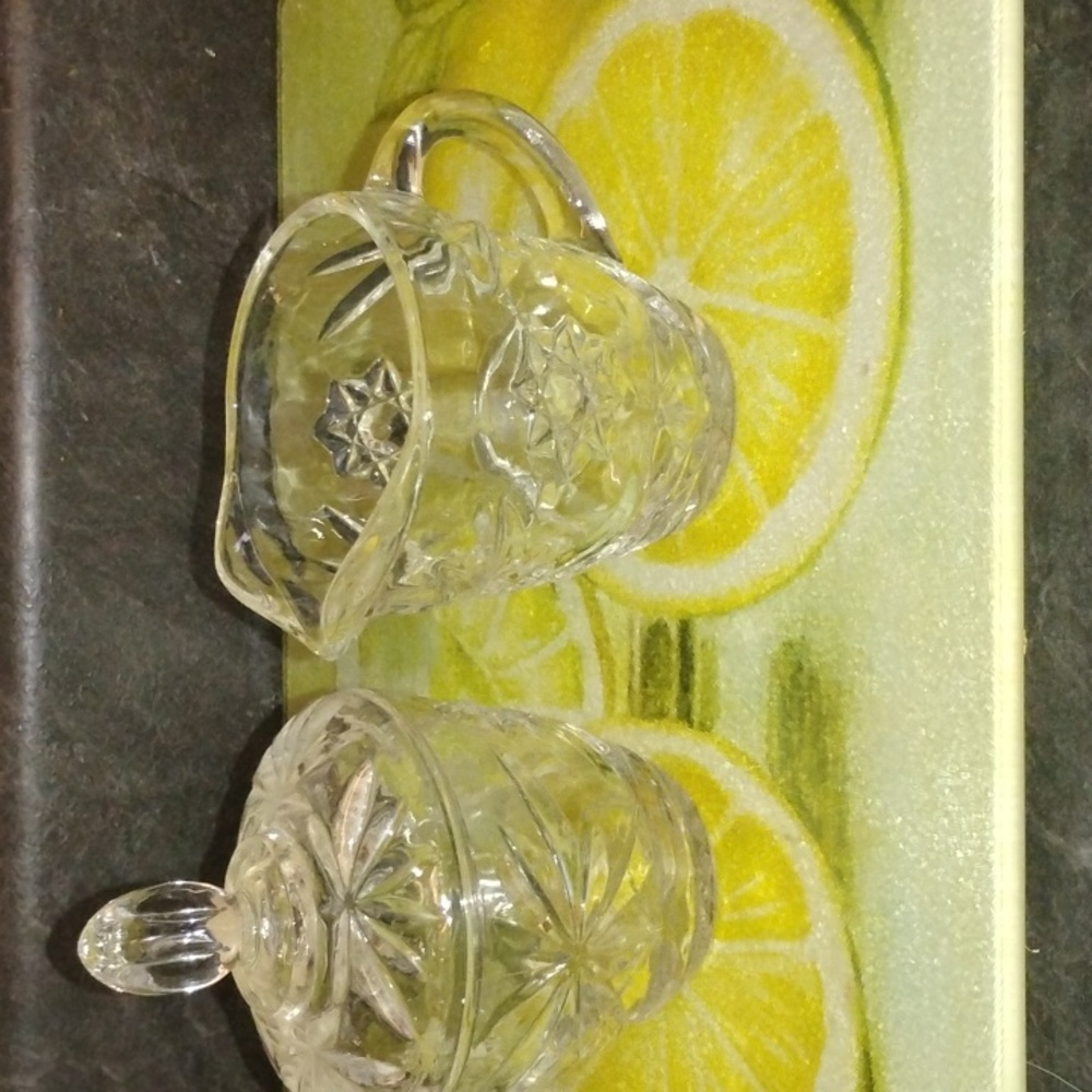 Cut crystal sugar & creamer set